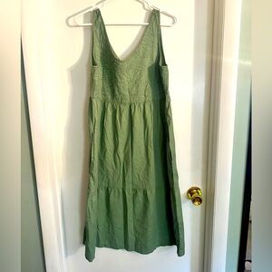 Sherpa Adventure dress, pockets, ruched layer, back zip, embossed bodice design.